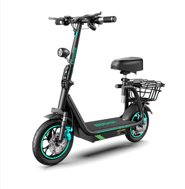 Elektromos roller BOGIST M5 Pro(2024), Maximális sebesség 45km/h, 15Ah Maximális autonómia 35Km, Motor 500W, Kefe nélküli motor 48V, Kerekek 12", üléssel és csomagtartóval, Kivehető akkumulátor, Fekete