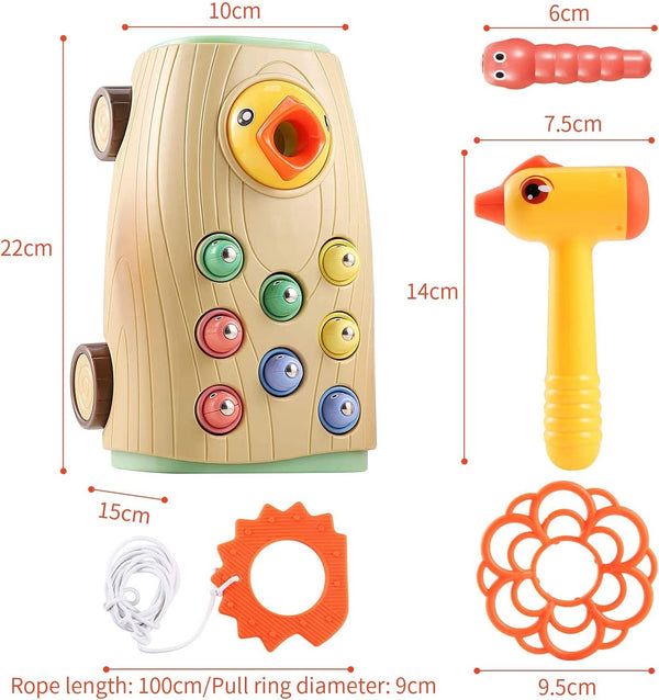 Mágneses fakopáncs – harkályos játék 8 db kukaccal (BBJ)