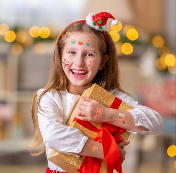 Karácsonyi témájú csillámtetoválás