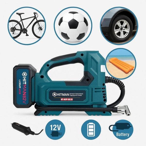 Hitman HT-ACP-6831 Akkumulátoros Kompresszor 62V, Autó- És Kerékpárgumihoz