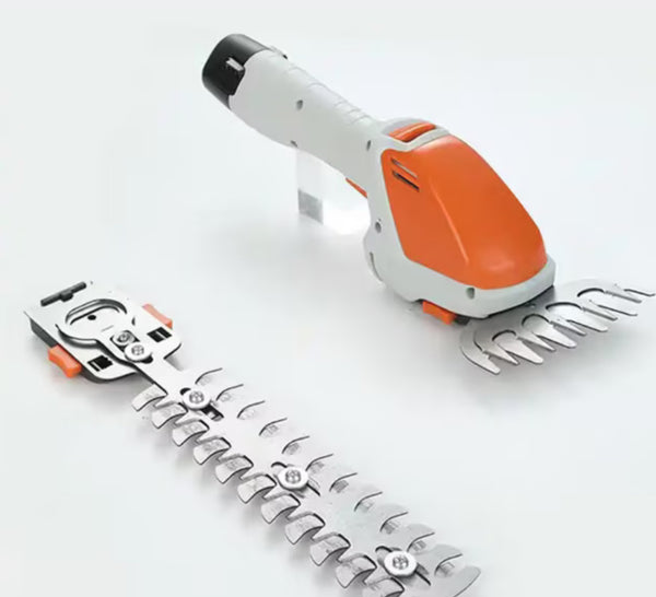 2 az 1-ben elektromos kerti olló, fű, sövény vagy cserjék nyírására, elemmel, 2 olló mellékelve