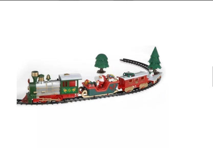 Zenélő és világító karácsonyi kisvasút - elemes - 3 féle pályával