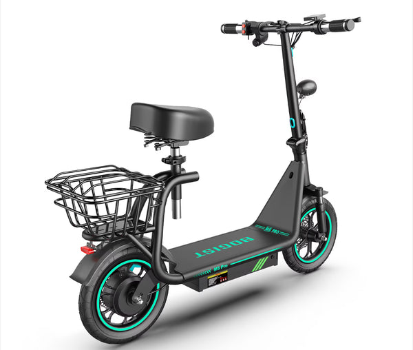 Elektromos roller BOGIST M5 Pro(2024), Maximális sebesség 45km/h, 15Ah Maximális autonómia 35Km, Motor 500W, Kefe nélküli motor 48V, Kerekek 12", üléssel és csomagtartóval, Kivehető akkumulátor, Fekete