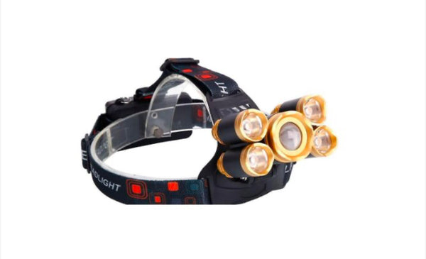 Szuper fényes 5 LED-es fényszórós fejlámpa