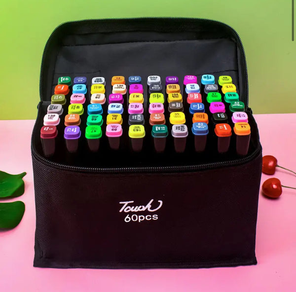 60 db-os kéthegyű filctoll készlet – professzionális – rajzoláshoz és szövegkiemeléshez