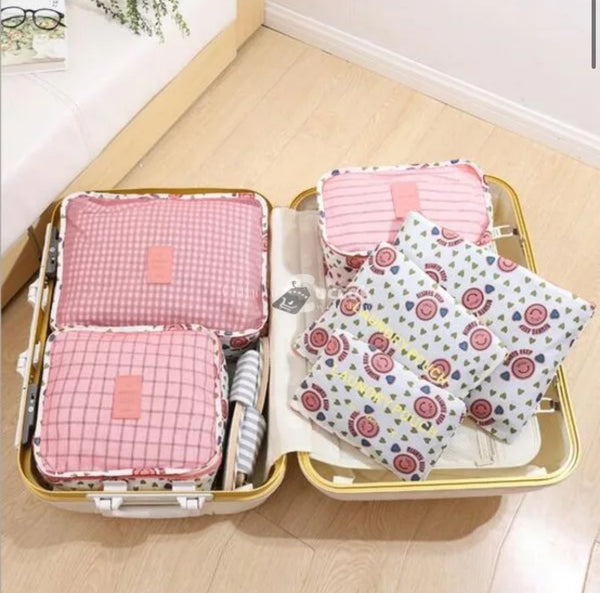 Bőröndrendező 6 db-os szett (rószaszín)