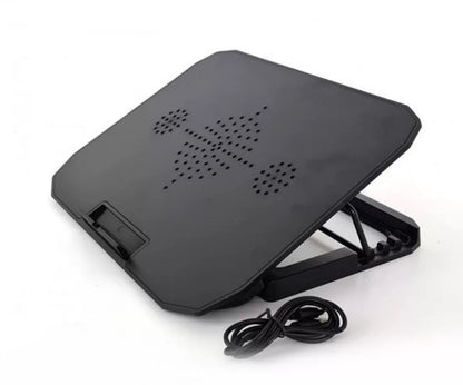 Laptop tartó állvány – hűtőpad / állítható dőlésszög / USB-ről működik
