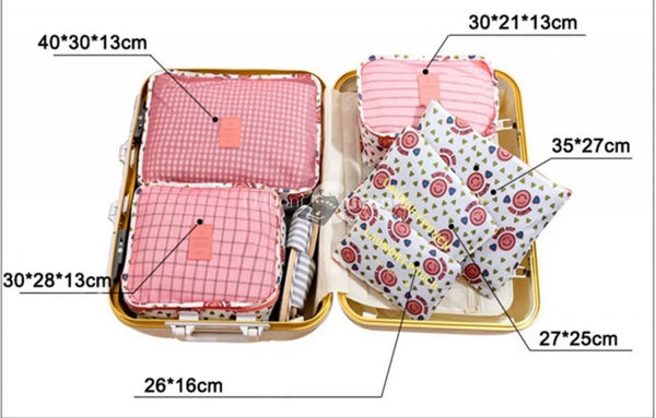 Bőröndrendező 6 db-os szett (rószaszín)