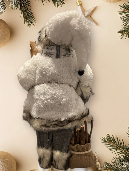 Karácsonyi mikulás dekoráció 45 cm magas fehér