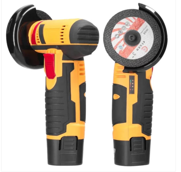 Vezeték nélküli, elektromos sarokcsiszoló ergonomikus kialakítással és 2 akkumulátorral – 0-350/0-1350rpm forgási sebesség