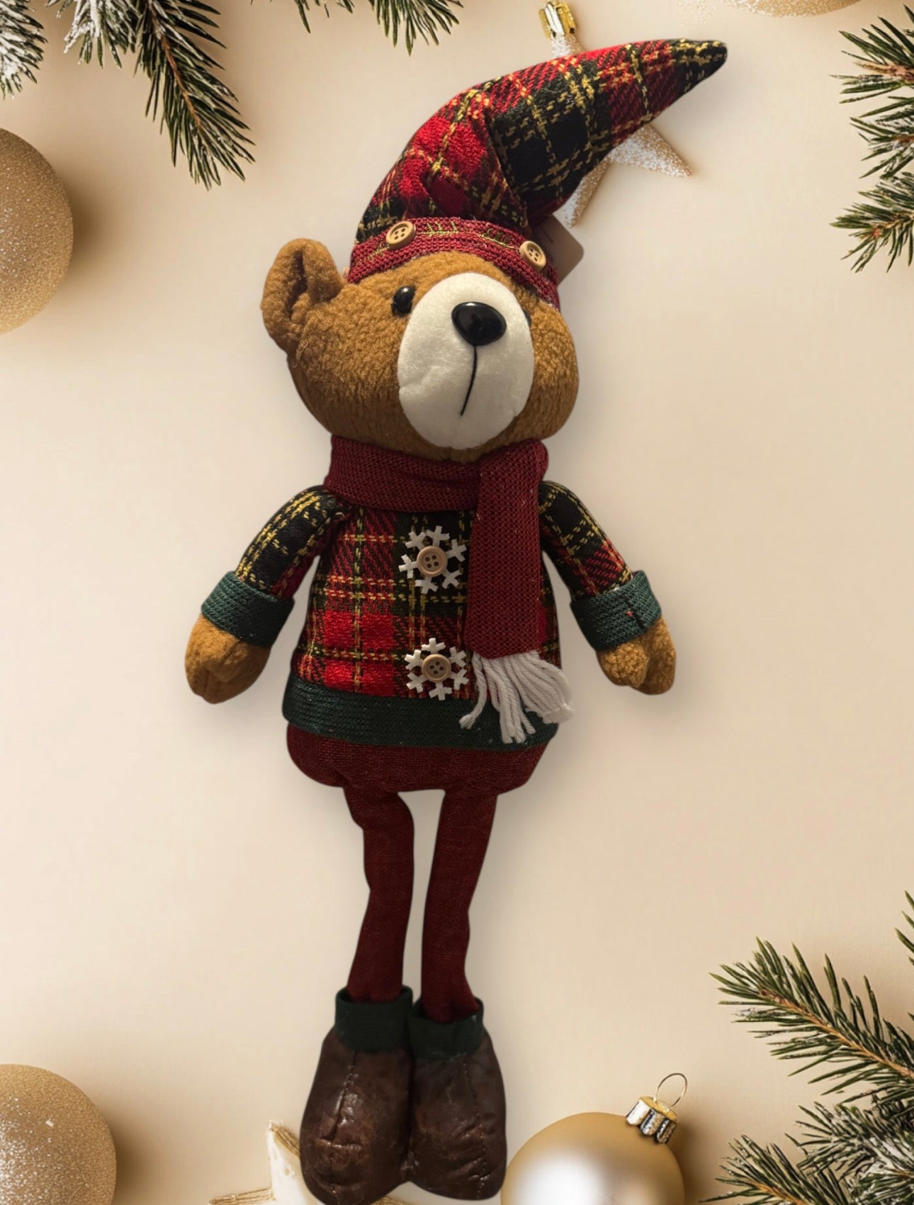 Álló karácsonyi medve dekoráció – 54 cm magas