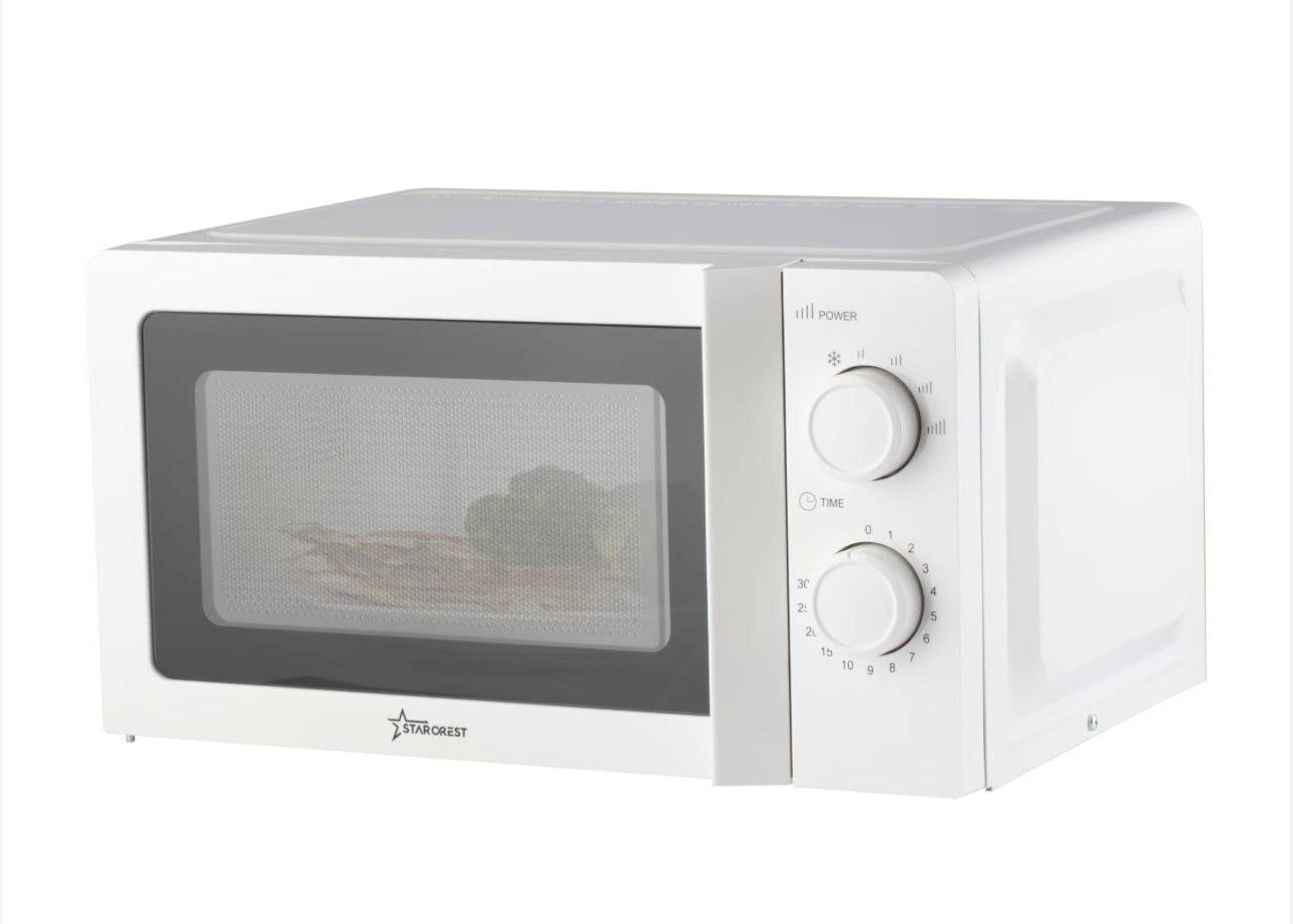 STARCREST SMW-2010WH Mikrohullámú sütő, 700 W, 20 L űrtartalom, Mechanikus vezérlés, 6 fokozat, fehér