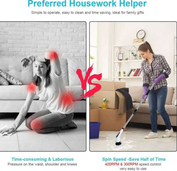 3in1 elekromos tisztító kefe, cserélhető fejekkel, kihúzható nyéllel - 25W (BBM)