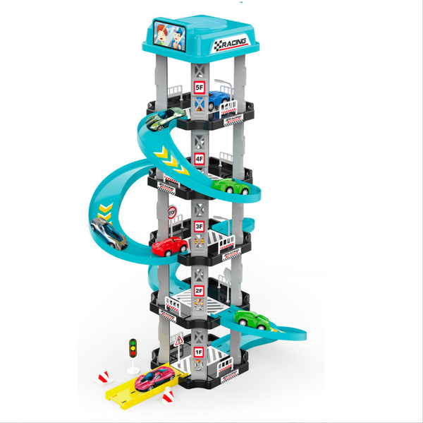 Új design játékkészlet "Város" fiúknak 5 emeletes versenypálya Push Car Car Park játék gyerekeknek