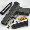 Airsoft gép gyerekeknek fehér fekete | Glock puha golyó játék pisztoly héj kilövő hab darts Blaster pisztoly kézi Airsoft fegyver hangtompítóval gyerek felnőtteknek