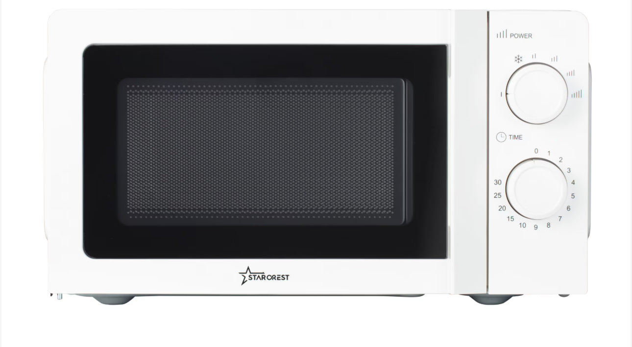 STARCREST SMW-2010WH Mikrohullámú sütő, 700 W, 20 L űrtartalom, Mechanikus vezérlés, 6 fokozat, fehér