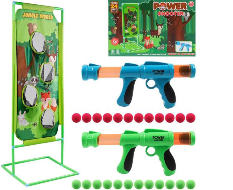 Céllövő játékfegyver felállítható táblával, szivacstölténnyel -POWER SHOOTER