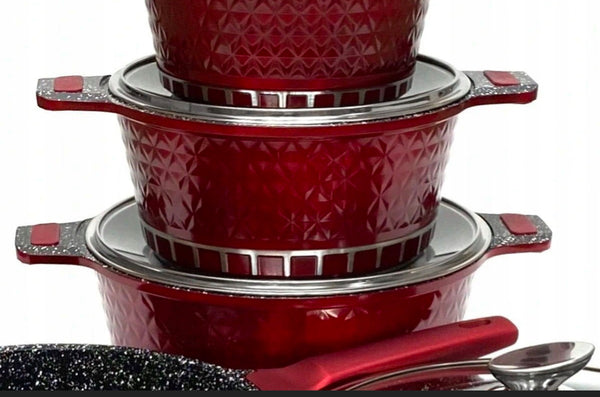 Gyémánt piros alumínium edénykészlet 10 el