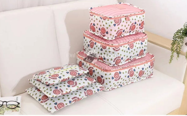 Bőröndrendező 6 db-os szett (rószaszín)