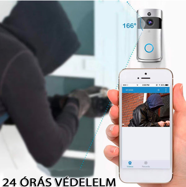 Vezeték nélküli wifis okos videós kapucsengő, hd kamerával