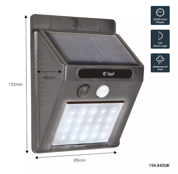 SSL-20LED | LED napelemes lámpa mozgás- és szürkületérzékelővel | 20 LED