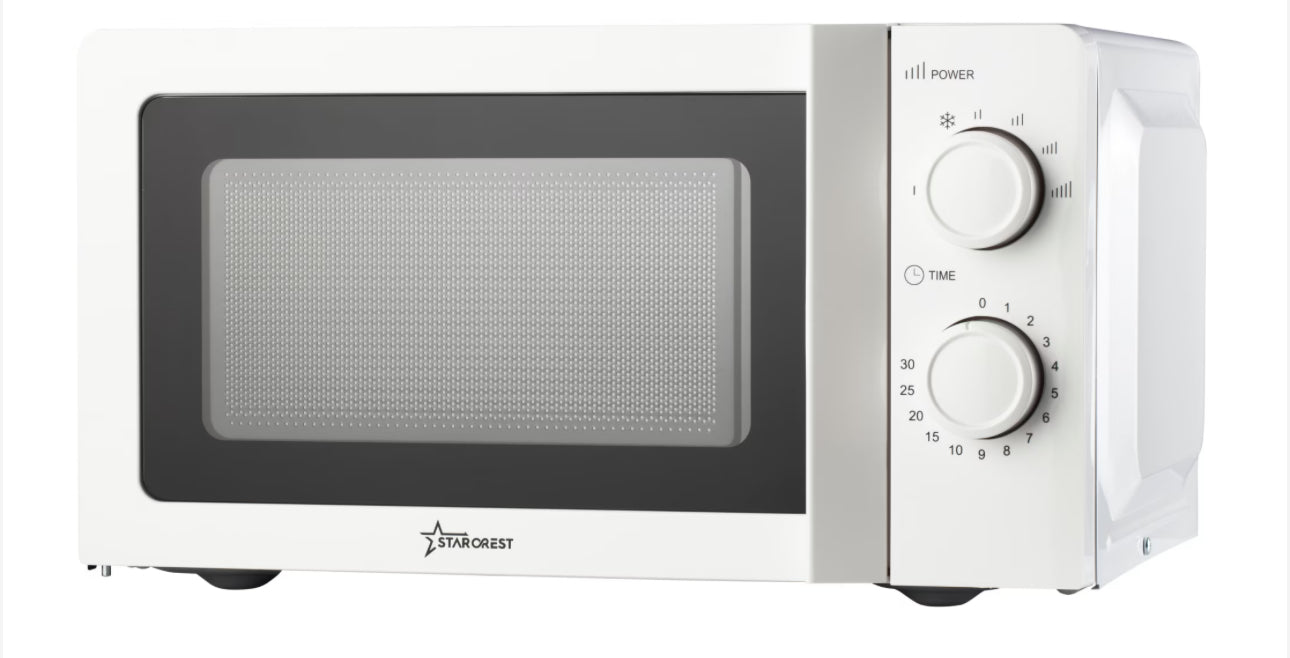 STARCREST SMW-2010WH Mikrohullámú sütő, 700 W, 20 L űrtartalom, Mechanikus vezérlés, 6 fokozat, fehér