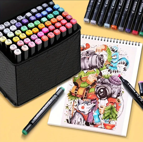 60 db-os kéthegyű filctoll készlet – professzionális – rajzoláshoz és szövegkiemeléshez