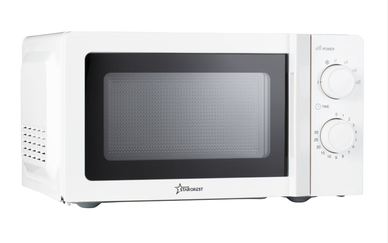 STARCREST SMW-2010WH Mikrohullámú sütő, 700 W, 20 L űrtartalom, Mechanikus vezérlés, 6 fokozat, fehér