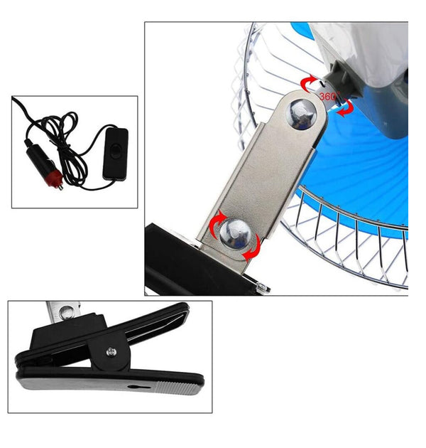 Jormftte 12V/24V autóventilátor, ultravékony kialakítás, ABS műanyag és acél szerkezet, 6 hüvelykes, fém fejjel