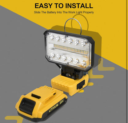 Vezeték nélküli LED-es munkafény a Dewalt 20v akkumulátorral, 20V-os zseblámpa a Dewalt fényhez, 30W 3600LM hordozható LED-es áradat munkafény USB és C típusú töltővel