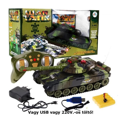 TávirányÍtós War Tank 2.4GHz. 1:18 méretarány erdei álca