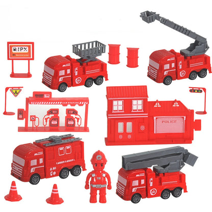 Pull Back Cars Kid Fire Station Playset, oktatási iskolai tanulási játékkészlet Születésnap 3+ éves fiúnak