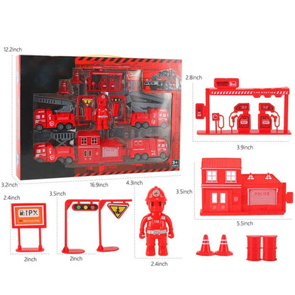 Pull Back Cars Kid Fire Station Playset, oktatási iskolai tanulási játékkészlet Születésnap 3+ éves fiúnak