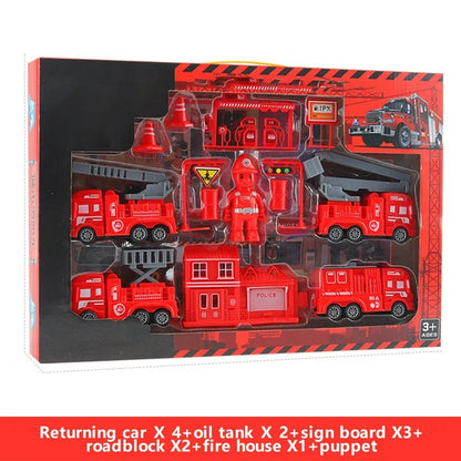 Pull Back Cars Kid Fire Station Playset, oktatási iskolai tanulási játékkészlet Születésnap 3+ éves fiúnak