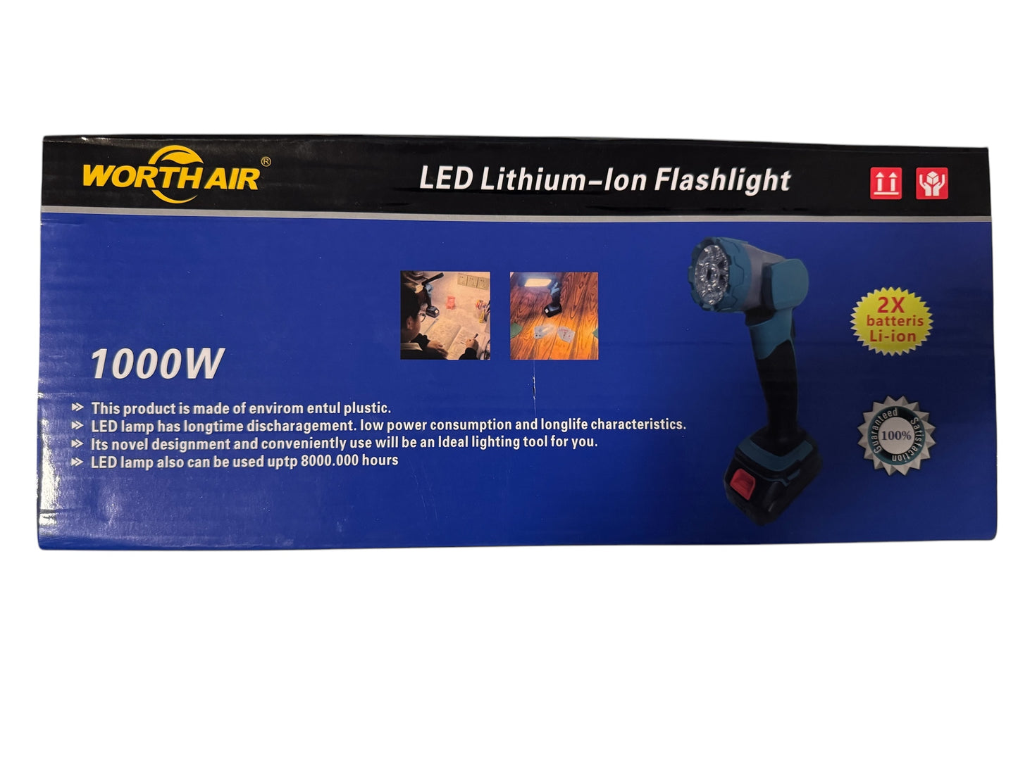 WORTHAIR 1000W LED Lítium-ion Zseblámpa