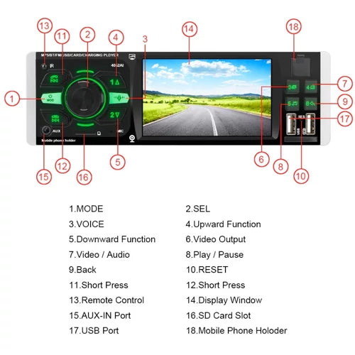Multimédiás Autós MP5 Lejátszó Fejegység 1 din 4 Hüvelykes 4052AI