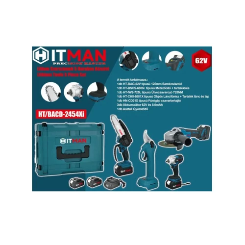 Hitman 5db-os Akkumulátoros Szerszámgép Szett, 2db Akkumulátorral 62V