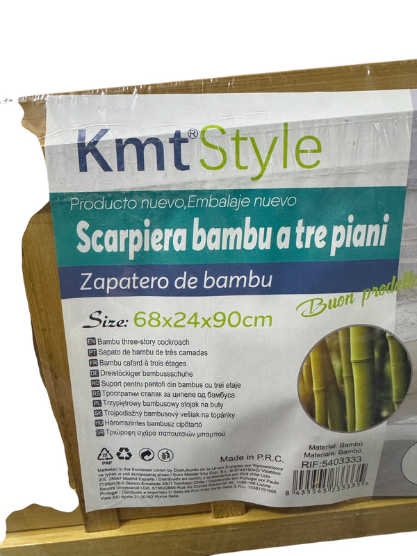 Háromszintes bambusz cipőtároló